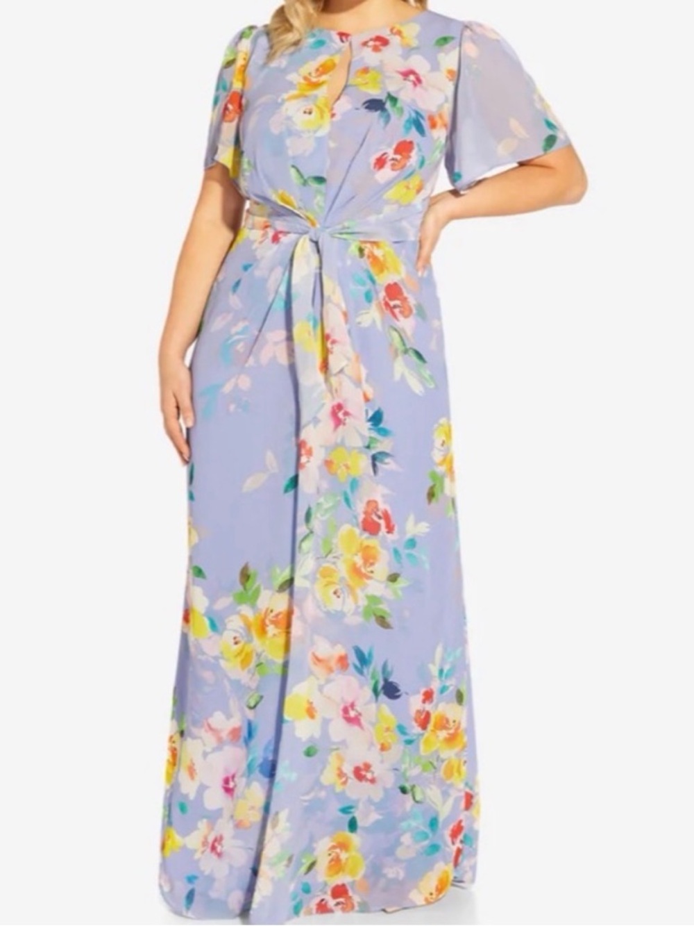 Adrianna Papell Women's Floral Chiffon Beaded Gown  nwt size 14